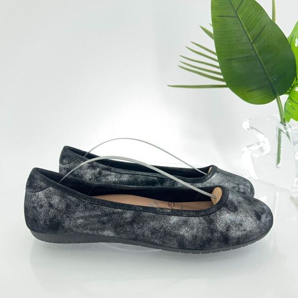 Taos Rascal Ballet Flats Women's 9.5 Black Metallic Leather Slip On Casual - Picture 4 of 12